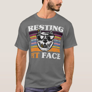 レトロヴィンテージ休憩ピット顔おもしろいピットブルドッグL Tシャツ