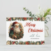 レトロヴィンテージ伝統的クラシックサンタクロース シーズンカード (スタンド正面)