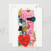 レトロヴィンテージ先生バレンタインホリデー葉書 シーズンポストカード (正面/裏面)