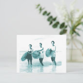 レトロヴィンテージ入浴美しいサーフィン ポストカード (スタンド正面)