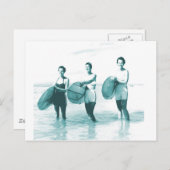 レトロヴィンテージ入浴美しいサーフィン ポストカード (正面/裏面)