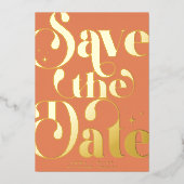 レトロヴィンテージ写真の保存日時 | Terracotta 箔招待状 (正面)