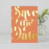 レトロヴィンテージ写真の保存日時 | Terracotta 箔招待状 (立ち正面)