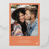 レトロヴィンテージ写真の保存日時 | Terracotta 箔招待状 (裏面)