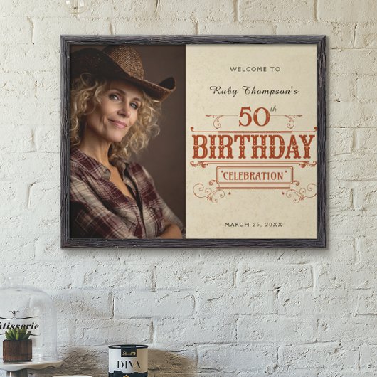 レトロヴィンテージ写真50th誕生日へようこそ ポスター