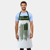 レトロヴィンテージ動揺してアメリカ国旗BBQ エプロン (着用した状態)