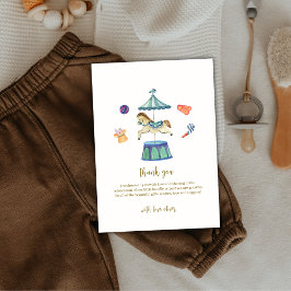 レトロヴィンテージ回転木馬カーニバルベビーシャワー サンキューカード