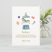 レトロヴィンテージ回転木馬カーニバルベビーシャワー サンキューカード (スタンド正面)