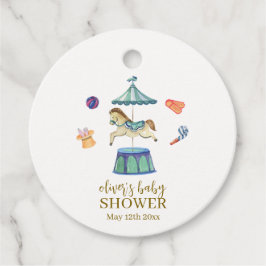 レトロヴィンテージ回転木馬カーニバルベビーシャワー フェイバータグ