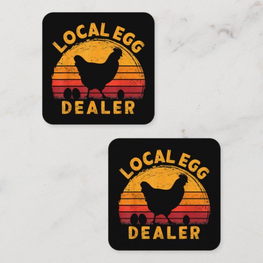 レトロヴィンテージ地元の卵ディーラー農家鶏卵 スクエア名刺 (正面/裏面)
