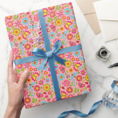 レトロヴィンテージ夏フローラパタモダンーン ラッピングペーパー