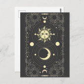 レトロヴィンテージ太陽の月の惑星雲タロット枠 ポストカード (正面/裏面)
