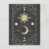 レトロヴィンテージ太陽の月の惑星雲タロット枠 ポストカード (正面)