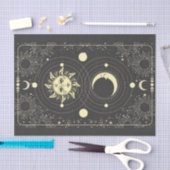 レトロヴィンテージ太陽の月の惑星雲タロット枠 薄葉紙 (クラフト)