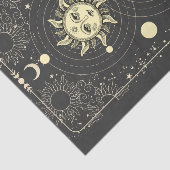 レトロヴィンテージ太陽の月の惑星雲タロット枠 薄葉紙 (詳細)