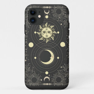 レトロヴィンテージ太陽の月の惑星雲タロット枠 iPhone 11 ケース