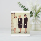 レトロヴィンテージ女性のユニフォーム美しい強い ポストカード (スタンド正面)