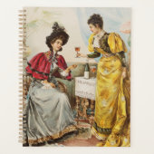 レトロヴィンテージ女性飲酒ワインプランナー プランナー手帳 (正面)