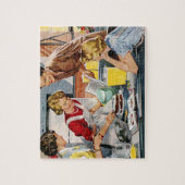 レトロヴィンテージ女性inキッチン ジグソーパズル (縦)