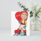 レトロヴィンテージ宇宙おもしろいバレンタインデー シーズンポストカード (スタンド正面)