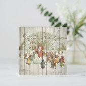 レトロヴィンテージ宗教的なクリスマスオンヴィンテージウッド シーズンカード (スタンド正面)