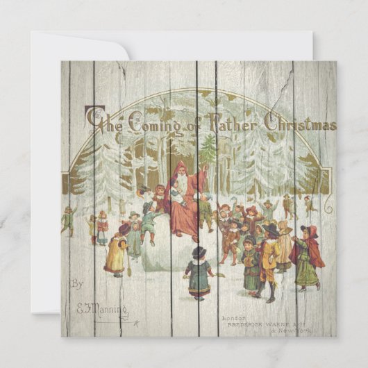 レトロヴィンテージ宗教的なクリスマスオンヴィンテージウッド シーズンカード (正面)