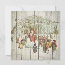 レトロヴィンテージ宗教的なクリスマスオンヴィンテージウッド シーズンカード