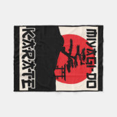 レトロヴィンテージ宮城道空手ライフ盆栽ツリーマ フリースブランケット (正面(横))