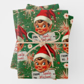 レトロヴィンテージ小妖精や小人 パーソナライズされた ラッピングペーパーシート (インサイチュ)