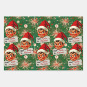 レトロヴィンテージ小妖精や小人 パーソナライズされた ラッピングペーパーシート (正面)