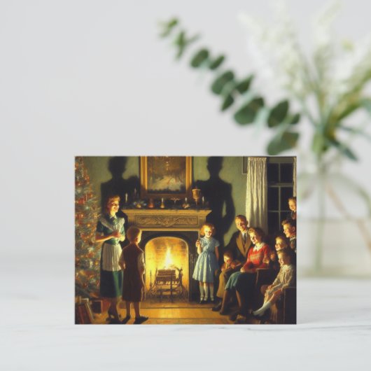 レトロヴィンテージ幽霊のよく出るクリスマスホラー ポストカード (スタンド正面)