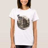 レトロヴィンテージ幽霊のよく出るマンションオブドラキュラとこうもり Tシャツ (正面)