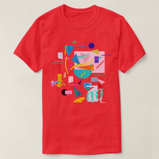 レトロヴィンテージ幾何学的コラージュポップ・アートの Tシャツ (デザイン正面)