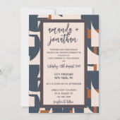 レトロヴィンテージ幾何学結婚式招待状カード 招待状 (正面)