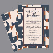 レトロヴィンテージ幾何学結婚式招待状カード 招待状