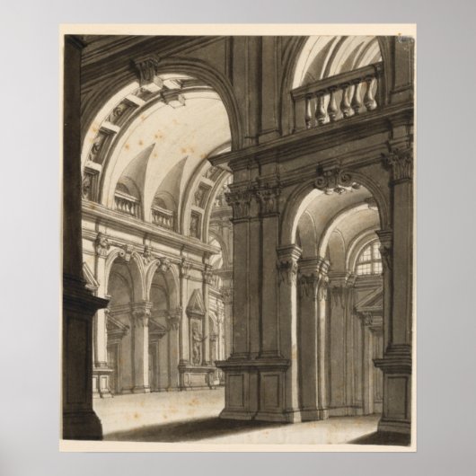 レトロヴィンテージ建築カテドラルアーチ ポスター (正面)