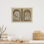 レトロヴィンテージ建築スケッチアーチウェイ ポスター (キッチン)