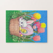 レトロヴィンテージ復活祭バニーバスケットホリデー ジグソーパズル (横)