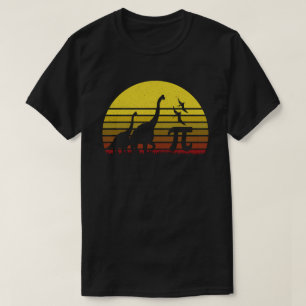 レトロヴィンテージ恐竜シルエットPi日3.14 Tシャツ