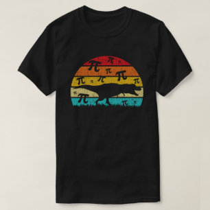 レトロヴィンテージ恐竜シルエットPi日3.14 Tシャツ