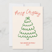 レトロヴィンテージ手引き弓ツリークリスマスユニーク シーズンカード (正面)