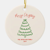 レトロヴィンテージ手引き弓ツリークリスマスユニーク セラミックオーナメント (正面)