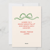 レトロヴィンテージ手描きリボンツリークリスマス シーズンカード (裏面)