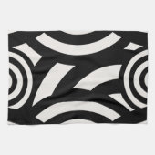 レトロヴィンテージ抽象芸術アーチライン白黒 キッチンタオル (横)