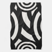 レトロヴィンテージ抽象芸術アーチライン白黒 キッチンタオル (縦)