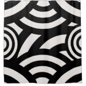 レトロヴィンテージ抽象芸術アーチライン白黒 シャワーカーテン (正面)