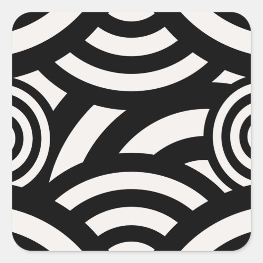 レトロヴィンテージ抽象芸術アーチライン白黒 スクエアシール (正面)