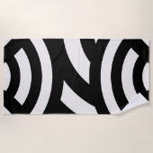 レトロヴィンテージ抽象芸術アーチライン白黒 ビーチタオル (正面)