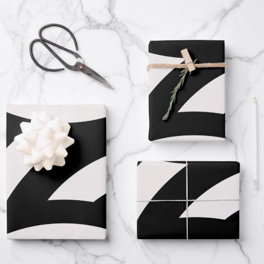 レトロヴィンテージ抽象芸術アーチライン白黒 ラッピングペーパーシート (正面)