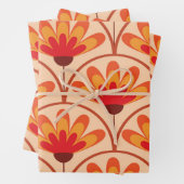 レトロヴィンテージ抽象芸術ホタテ形花 ラッピングペーパーシート (インサイチュ)